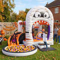 Play Bounce House Jumping Playhouse area with Slide and Ball Pit Halloween Mummy's Head Castle Theme
