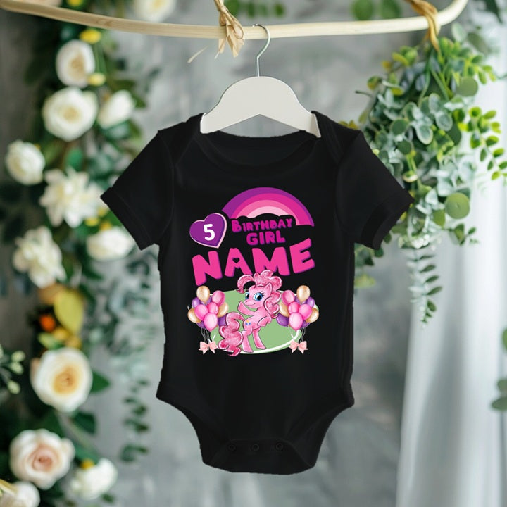 My Little Pony Pinkie Pie Personalized Custom Black Family T-Shirt or Onesie Pack Theme Cake Smash Birthday Party