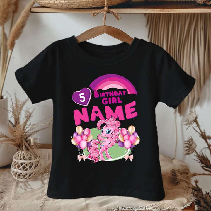My Little Pony Pinkie Pie Personalized Custom Black Family T-Shirt or Onesie Pack Theme Cake Smash Birthday Party