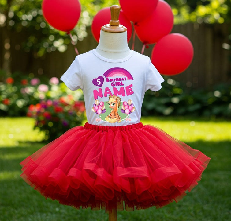 My Little Pony Applejack Tutu Set Girls Personalized Custom Red Tutu Outfit Dress Theme Cake Smash Birthday Party