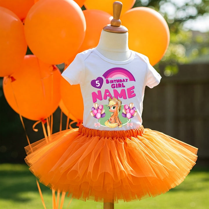 My Little Pony Applejack Tutu Set Girls Personalized Custom Orange Tutu Outfit Dress Theme Cake Smash Birthday Party