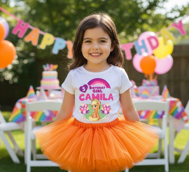My Little Pony Applejack Tutu Set Girls Personalized Custom Orange Tutu Outfit Dress Theme Cake Smash Birthday Party