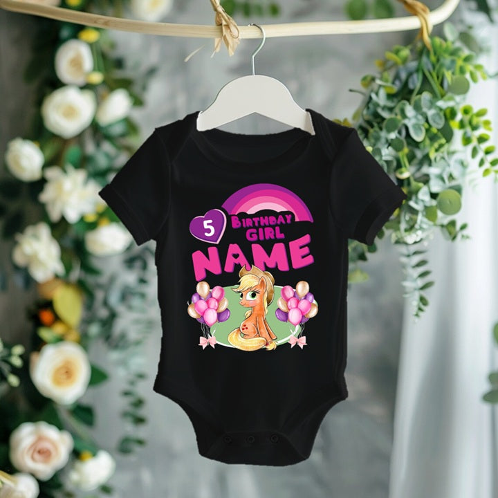 My Little Pony Applejack Personalized Custom Black T-Shirt or Onesie Theme Cake Smash Birthday Party