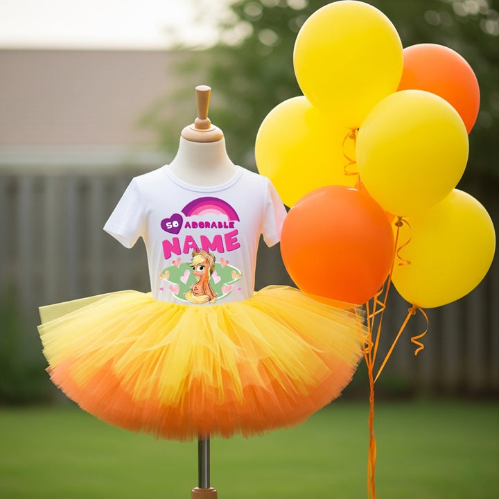 My Little Pony Applejack Tutu Set Girls Personalized Custom Yellow Orange Tutu Outfit Dress Theme Cake Smash Party