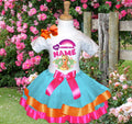 My Little Pony Applejack Tutu Set Girls Personalized Custom Blue Orange Hot Pink Ribbon Trim Tutu Outfit Dress Theme Cake Smash Party