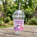 (Pack of 6) My Little Pony Custom Personalized Birthday Party 16 oz Cups with Dome Lids & Straws