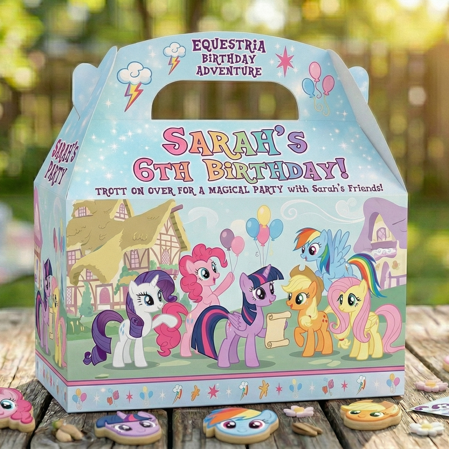 (Pack of 6) My Little Pony Custom Personalized Birthday Party Favor Gable Treat Boxes