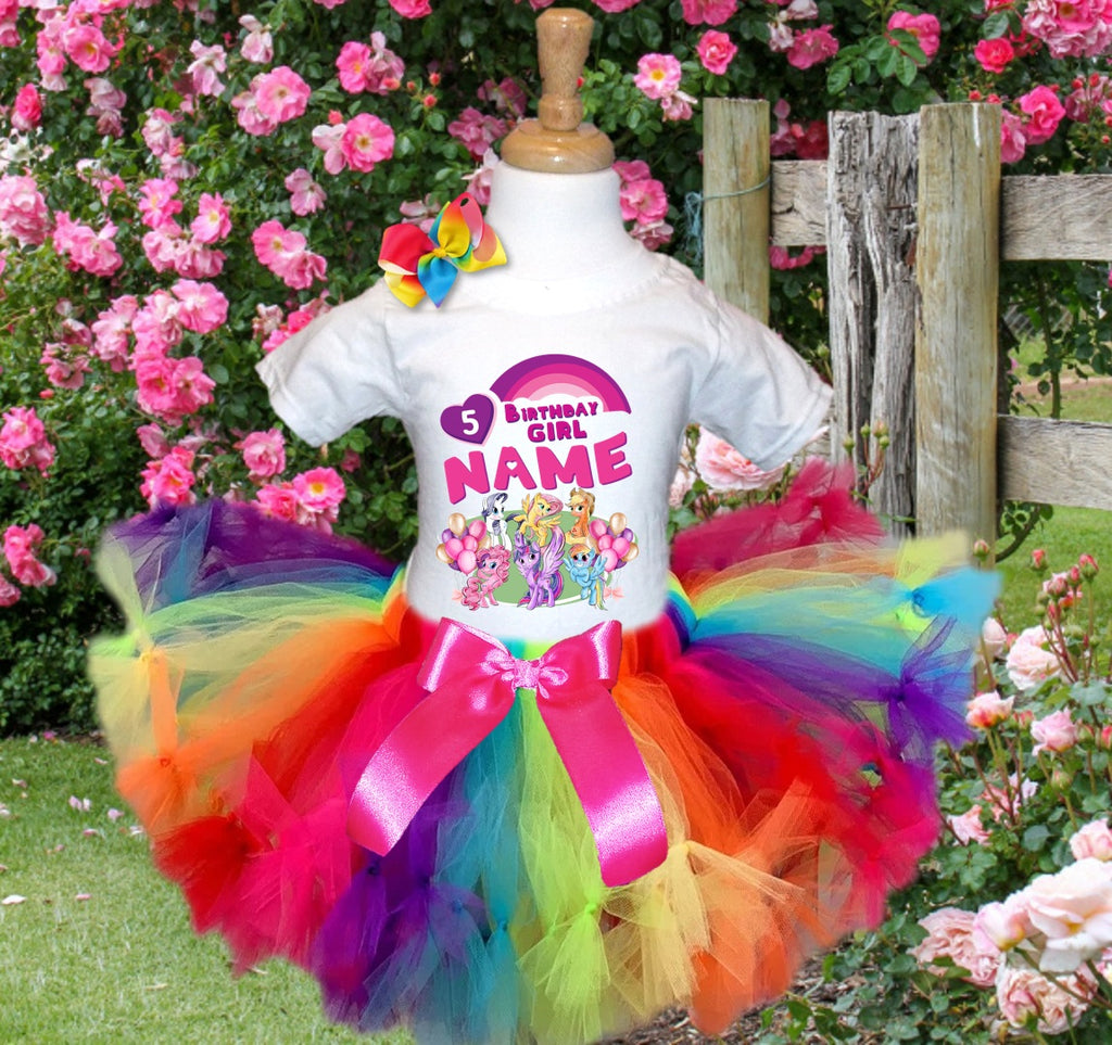 My Little Pony Tutu Set Girls Personalized Custom Rainbow Knots Tutu Outfit Dress Theme Cake Smash Birthday Party
