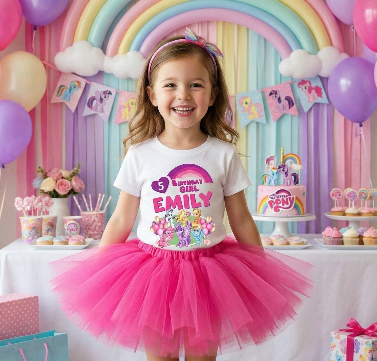 My Little Pony Tutu Set Girls Personalized Custom Hot Pink Tutu Outfit Dress Theme Cake Smash Birthday Party