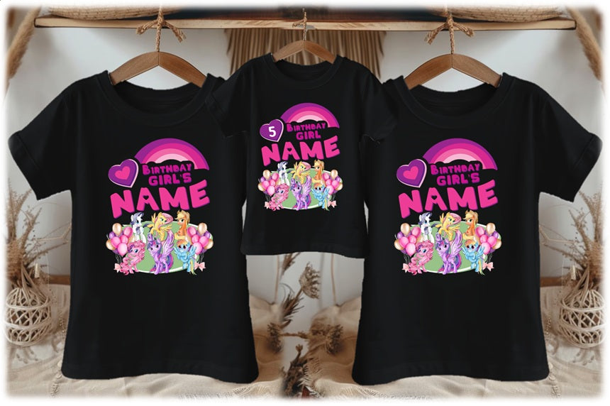 My Little Pony Personalized Custom Black Family T-Shirt or Onesie Pack Theme Cake Smash Birthday Party