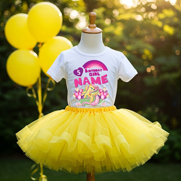 My Little Pony Fluttershy Tutu Set Girls Personalized Custom Yellow Tutu Outfit Dress Theme Cake Smash Birthday Party