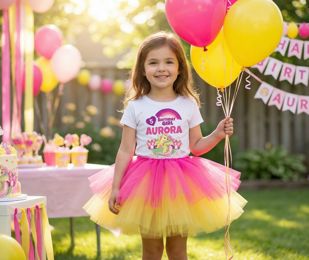 My Little Pony Fluttershy Tutu Set Girls Personalized Custom Hot Pink Yellow Tutu Outfit Dress Theme Cake Smash Birthday Party
