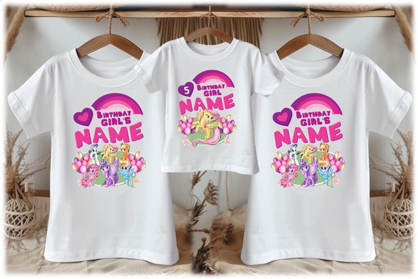 My Little Pony Fluttershy Personalized Custom White Family T-Shirt or Onesie Pack Theme Cake Smash Birthday Party
