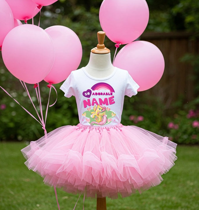 My Little Pony Fluttershy Tutu Set Girls Personalized Custom Pink Tutu Outfit Dress Theme Cake Smash Party