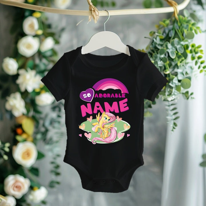 My Little Pony Fluttershy Personalized Custom Black T-Shirt or Onesie Theme Cake Smash Party