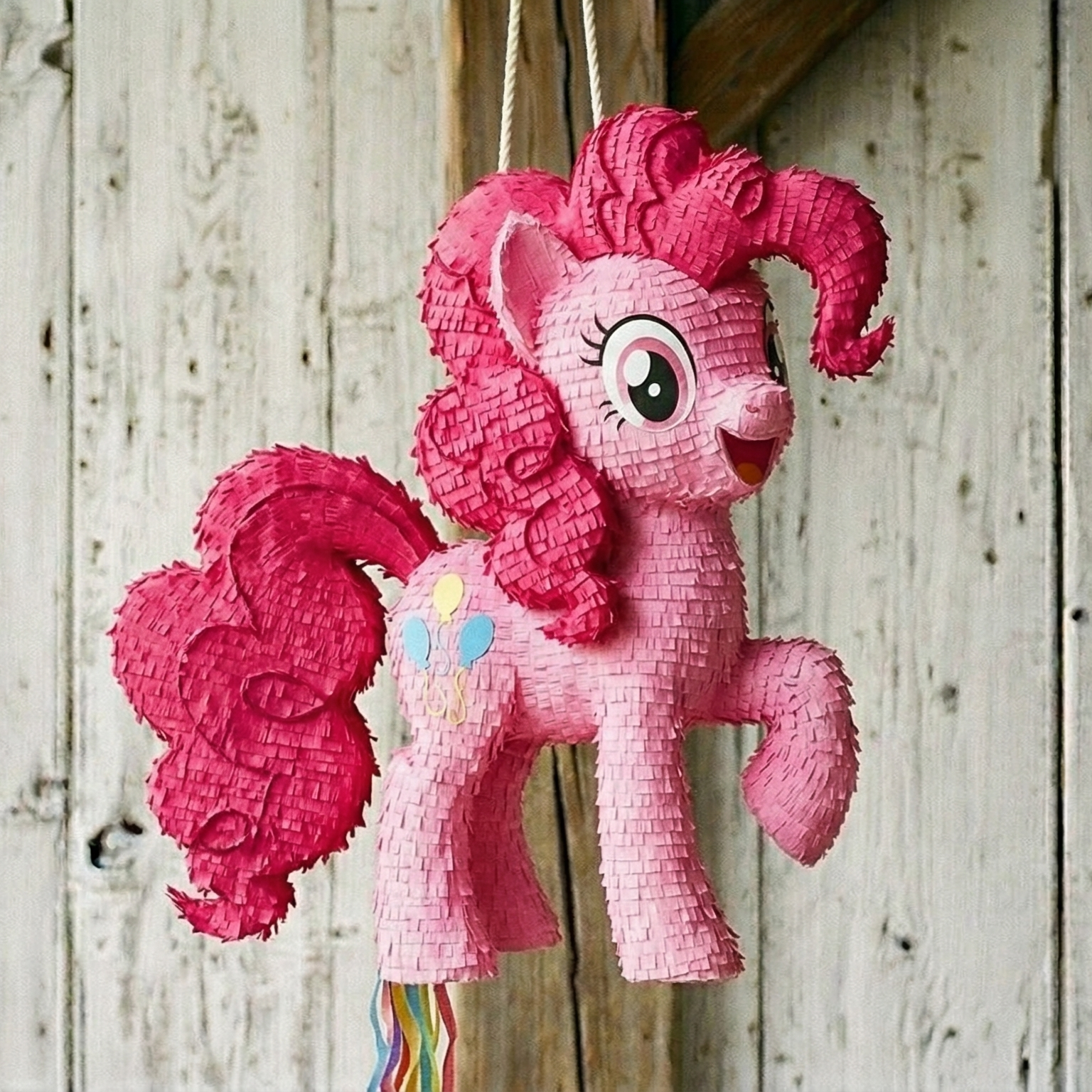 Premium Handmade 30-Inch My Little Pony Pinkie Pie Character Pull-String Piñata Table Decor Party Centerpiece