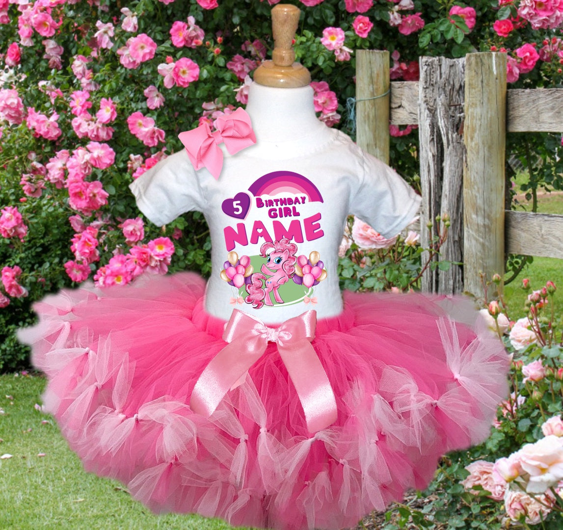 My Little Pony Pinkie Pie Tutu Set Girls Personalized Custom Hot Pink Soft Pink Knots Tutu Outfit Dress Theme Cake Smash Birthday Party