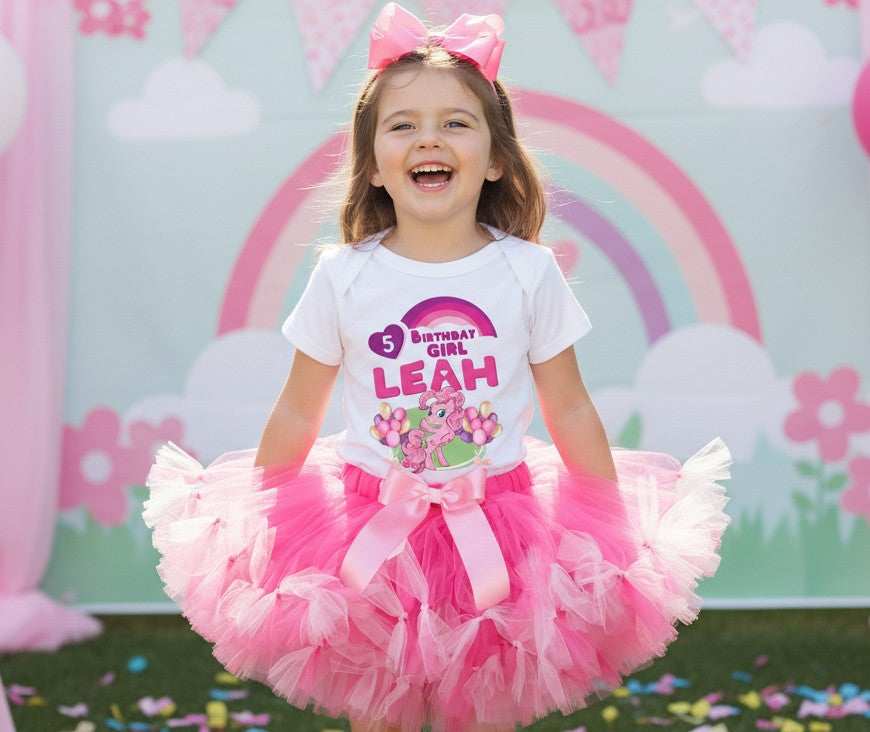 My Little Pony Pinkie Pie Tutu Set Girls Personalized Custom Hot Pink Soft Pink Knots Tutu Outfit Dress Theme Cake Smash Birthday Party