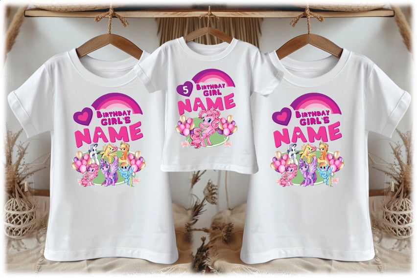 My Little Pony Pinkie Pie Personalized Custom White Family T-Shirt or Onesie Pack Theme Cake Smash Birthday Party