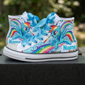 Custom My Little Pony Rainbow Dash High-Top Sneakers Shoes Personalized with Name, Ribbon Laces & Rhinestones Birthday Parties Everyday Gift