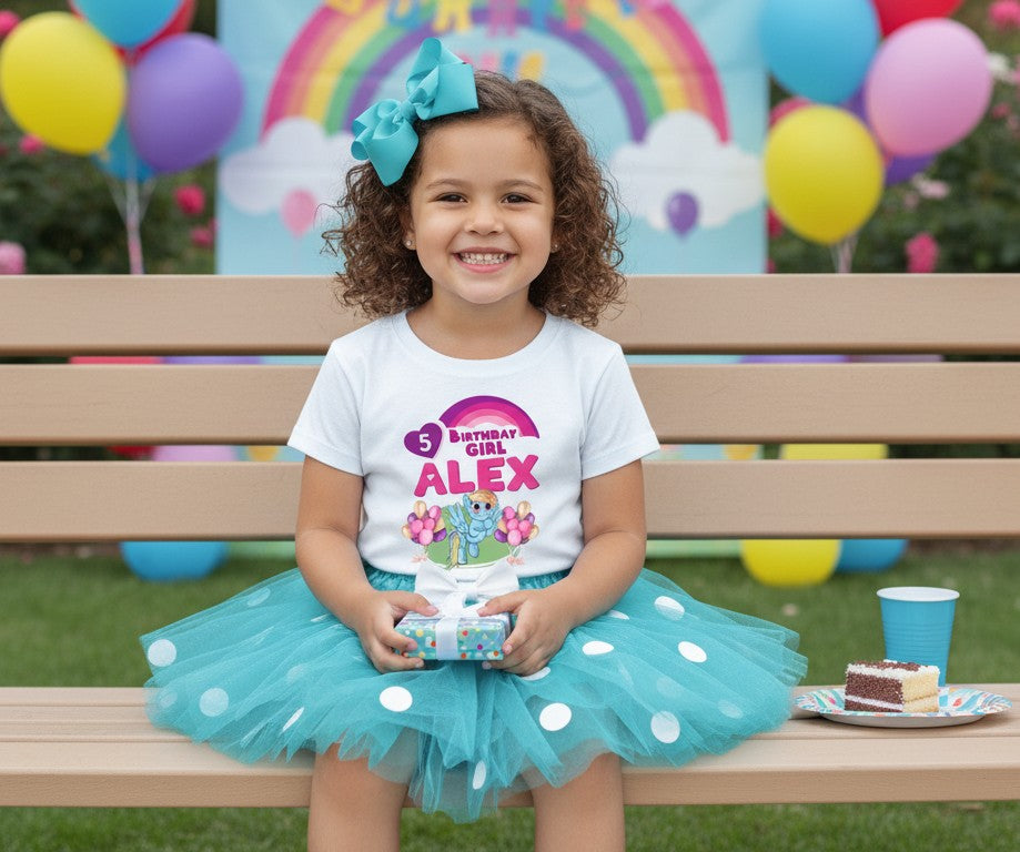 My Little Pony Rainbow Dash Tutu Set Girls Personalized Custom Blue White Polka Dots Tutu Outfit Dress Theme Cake Smash Birthday Party
