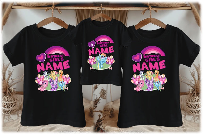 My Little Pony Rainbow Dash Personalized Custom Black Family T-Shirt or Onesie Pack Theme Cake Smash Birthday Party