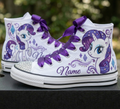 Custom My Little Pony Rarity High-Top Sneakers Shoes Personalized with Name, Ribbon Laces & Rhinestones Birthday Parties Everyday Gift