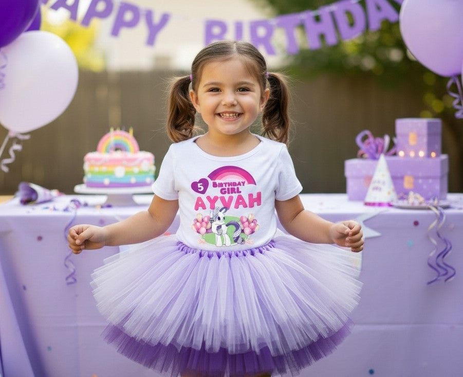 My Little Pony Rainbow Dash Tutu Set Girls Personalized Custom Light Purple and Purple Tutu Outfit Dress Theme Cake Smash Birthday Party