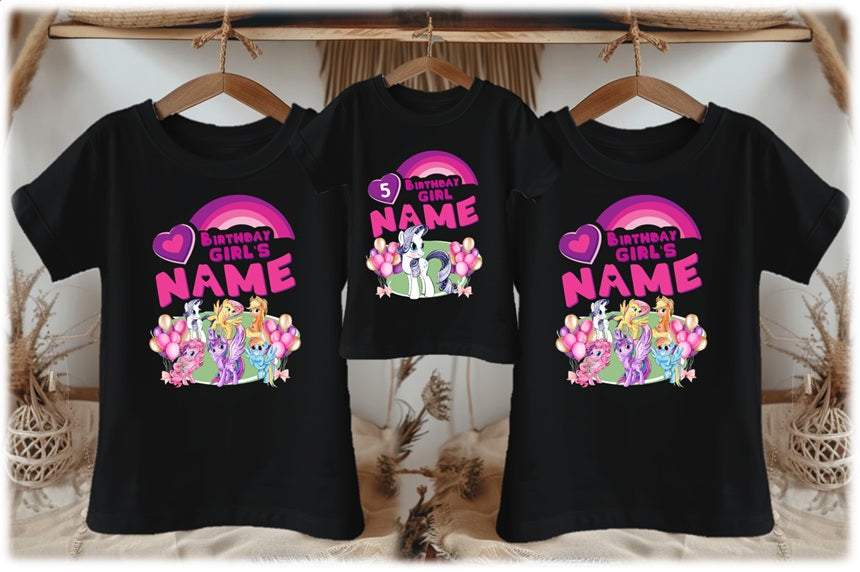 My Little Pony Rarity Personalized Custom Black Family T-Shirt or Onesie Pack Theme Cake Smash Birthday Party