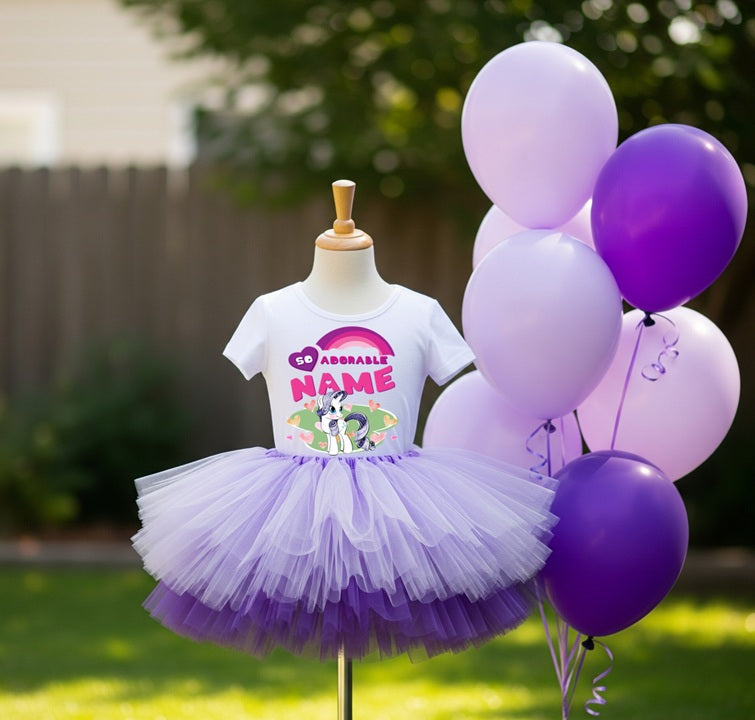 My Little Pony Rainbow Dash Tutu Set Girls Personalized Custom Light Purple and Purple Tutu Outfit Dress Theme Cake Smash Party