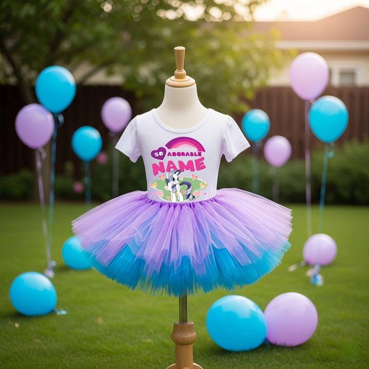 My Little Pony Rainbow Dash Tutu Set Girls Personalized Custom Light Purple Blue Tutu Outfit Dress Theme Cake Smash Party
