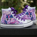 Custom My Little Pony Twilight High-Top Sneakers Shoes Personalized with Name, Ribbon Laces & Rhinestones Birthday Parties Everyday Gift