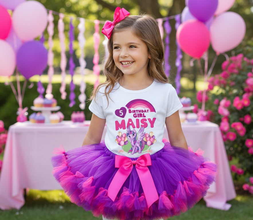 My Little Pony Twilight Sparkle Tutu Set Girls Personalized Custom Purple Hot Pink Knots Tutu Outfit Dress Theme Cake Smash Birthday Party