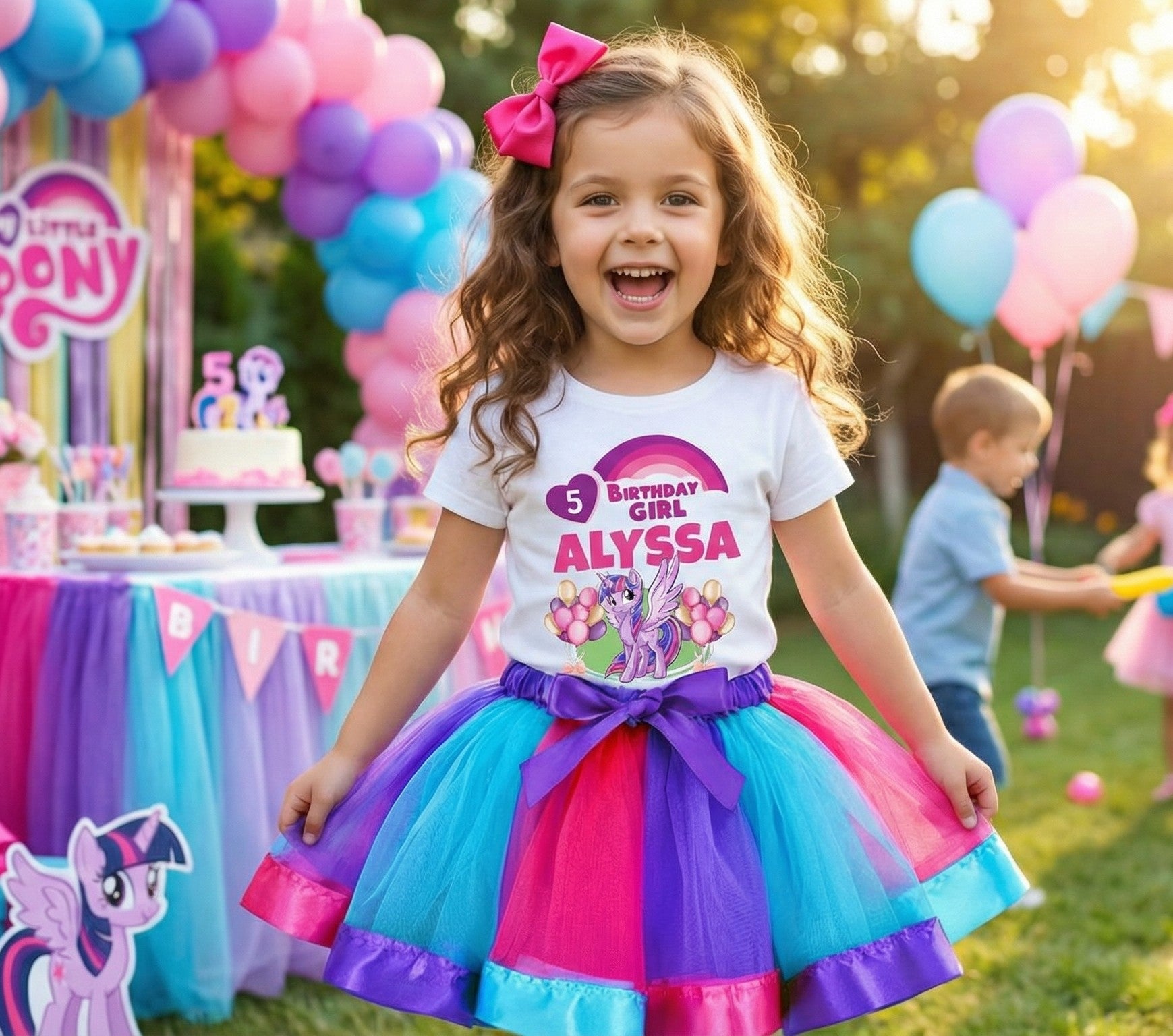 My Little Pony Twilight Sparkle Tutu Set Girls Personalized Custom Hot Pink Blue Purple Ribbon Tutu Outfit Dress Theme Cake Smash Birthday Party