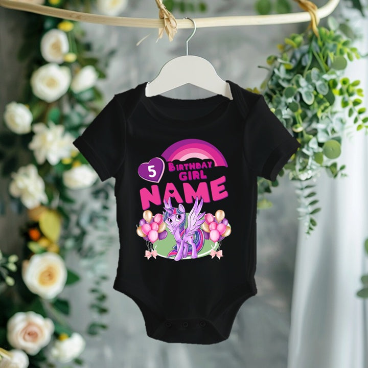 My Little Pony Twilight Sparkle Personalized Custom Black T-Shirt or Onesie Theme Cake Smash Birthday Party