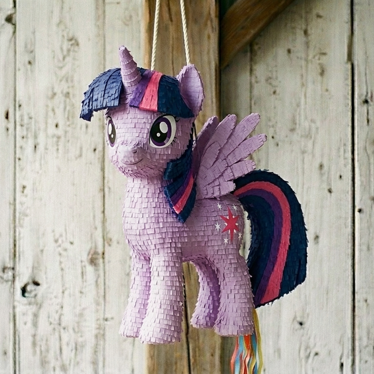 Premium Handmade 30-Inch My Little Pony Twilight Sparkle Character Pull-String Piñata Table Decor Party Centerpiece