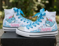 Custom Cute Narwhal High-Top Sneakers Shoes Personalized with Name, Ribbon Laces & Rhinestones Birthday Parties Everyday Gift