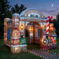 North Pole Express Theme Premium 10' x 10' Christmas House Inflatable Blow Up Walk-Through Archway Experience Decor Prop