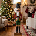 4-Foot Traditional Hand-Painted Wooden Holiday Nutcracker Statue Christmas Decor