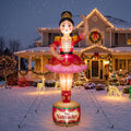 10-Foot Giant Outdoor Nutcracker Ballerina Inflatable with LED Illumination Christmas Blow Up Yard Decor