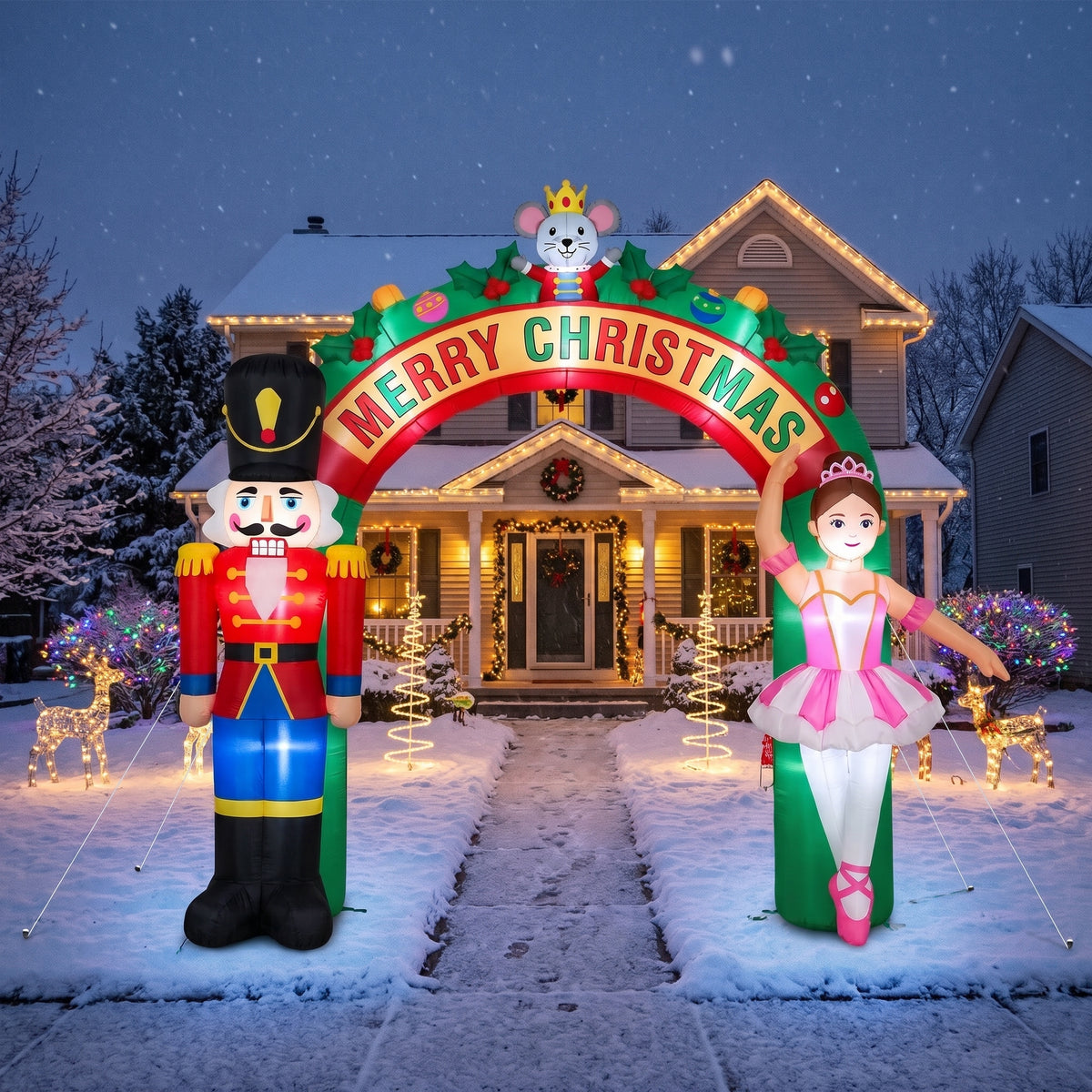 10-Foot Giant Outdoor Illuminated Walkthrough The Nutcracker Ballet Inflatable Archway Christmas Decor