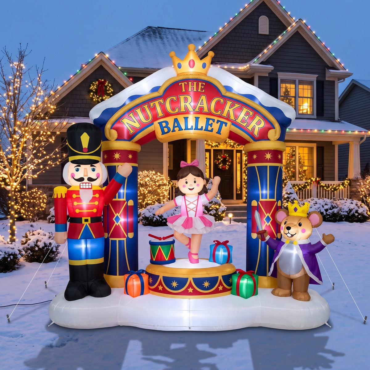 The Nutcracker Ballet Colossal 10-Foot Illuminated Holiday Archway Inflatable Scene Christmas Decor Yard Prop