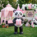 5' Panda Girl with Birthday Hat and Present Yard Birthday Inflatable Blow Up Decor Prop