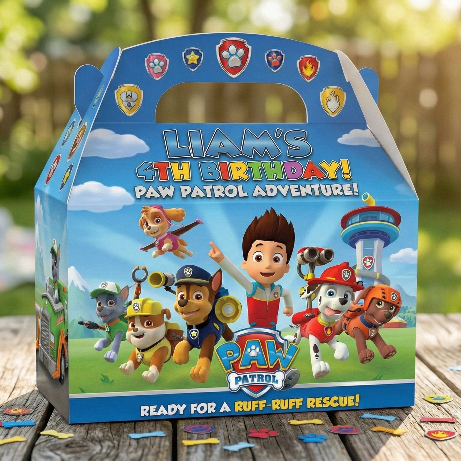(Pack of 6) Paw Patrol Custom Personalized Birthday Party Favor Gable Treat Boxes