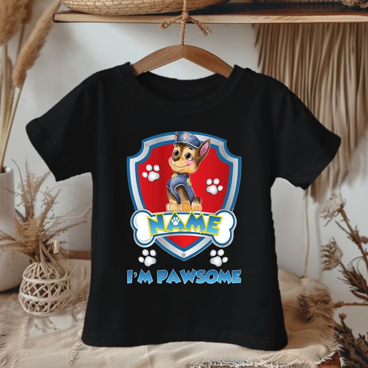 Paw Patrol Chase Personalized Custom Black T-Shirt or Onesie Theme Cake Smash Party
