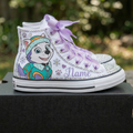Custom Paw Patrol Everest High-Top Sneakers Shoes Personalized with Name, Ribbon Laces & Rhinestones Birthday Parties Everyday Gift