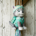 Premium Handmade 30-Inch Paw Patrol Everest Character Pull-String Piñata Table Decor Party Centerpiece