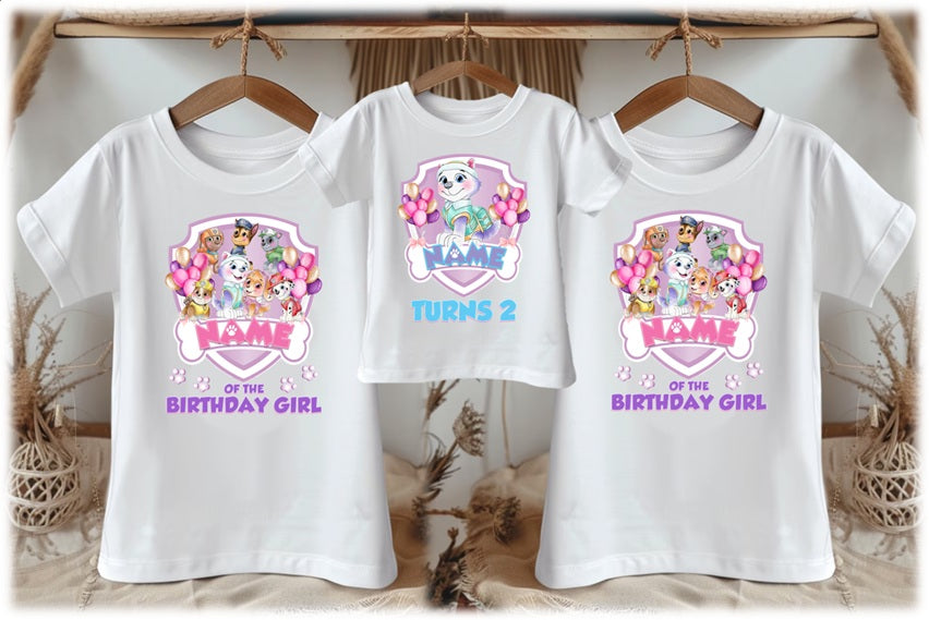 Paw Patrol Everest Personalized Custom White Family T-Shirt or Onesie Pack Theme Cake Smash Birthday Party