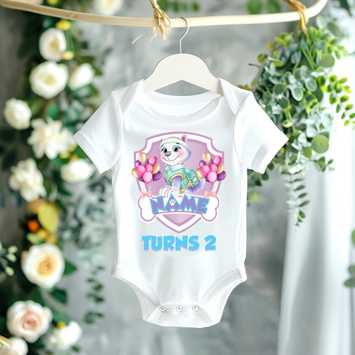 Paw Patrol Everest Personalized Custom White Family T-Shirt or Onesie Pack Theme Cake Smash Birthday Party