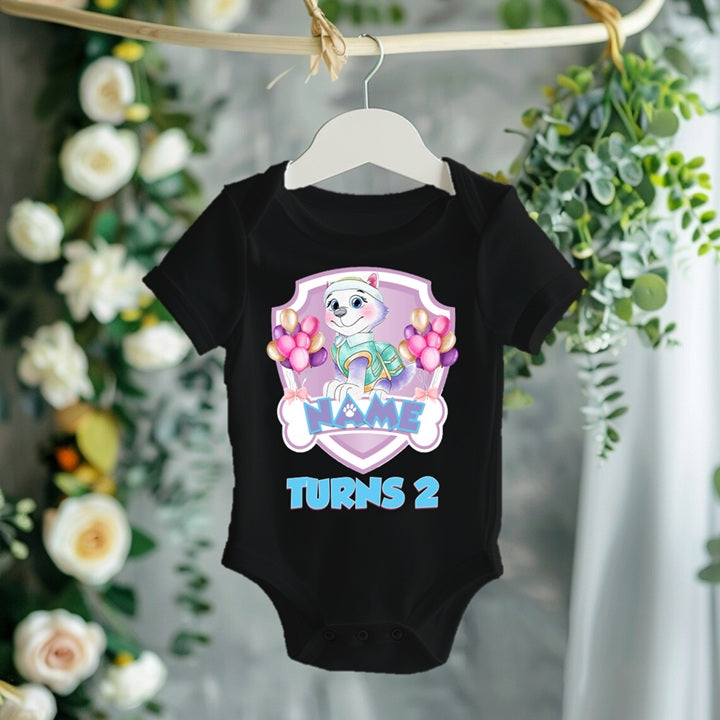 Paw Patrol Everest Personalized Custom Black Family T-Shirt or Onesie Pack Theme Cake Smash Birthday Party